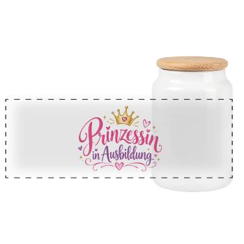 Prinzessin in Ausbildung - Tochter - Panorama Keksdose mit Holzdeckel - Weiß - Vorne