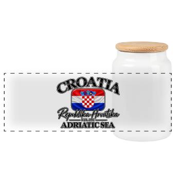Croatia - Kroatien - Wappen - Mittelmeer - Adria - Panorama Keksdose mit Holzdeckel - Weiß - Vorne