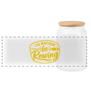 I´d rather be rowing - Rudern - Ruderer - Ruderin - Panorama Keksdose mit Holzdeckel - Weiß - Vorne