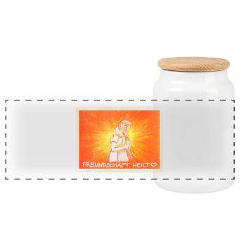 Friendship - February 2026 - Sonja von Staden - Panoramic Cookie Jar with Wooden Lid - white - Front