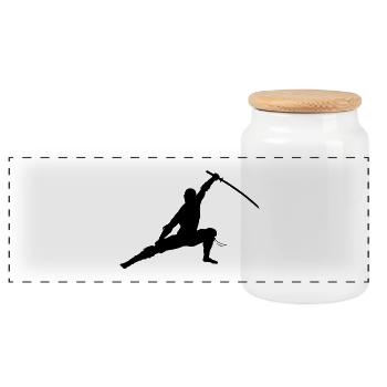 Ninja - Boîte à biscuits avec couvercle en bois - blanc - Devant