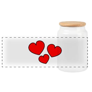 HEART. NOEL. CHRISTMAS. HEARTS. HEART. FATHER's DAY - Panoramic Cookie Jar with Wooden Lid - white - Front
