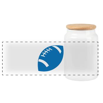 American Football / Rugby - Panoramic Cookie Jar with Wooden Lid - white - Front