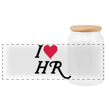 I love HR - Panoramic Cookie Jar with Wooden Lid - white - Front