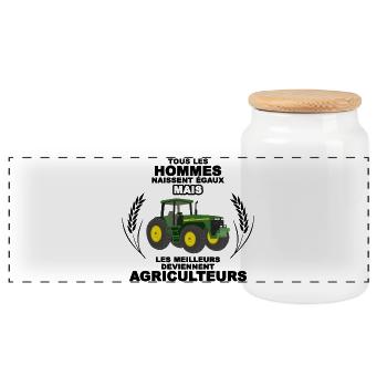 Agriculteur Transparent - Boîte à biscuits avec couvercle en bois - blanc - Devant