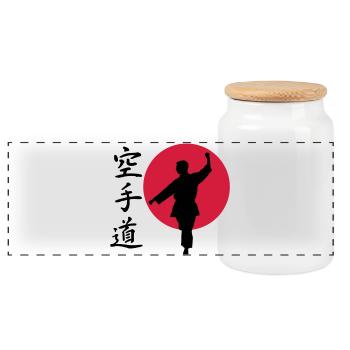 Karate Gangaku - Panorama Keksdose mit Holzdeckel - Weiß - Vorne