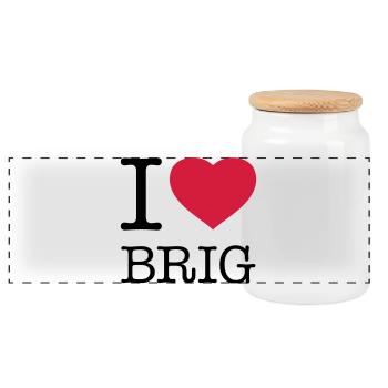 I LOVE BRIG - Panoramic Cookie Jar with Wooden Lid - white - Front