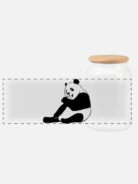 Panda - Pandas - Panorama Keksdose mit Holzdeckel - Weiß