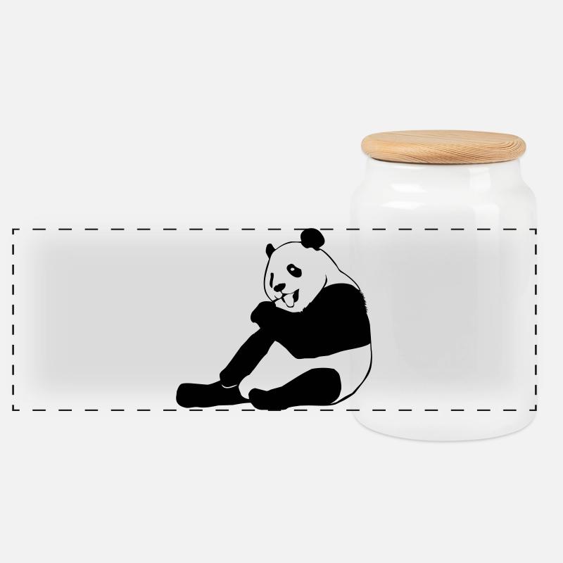 Panda - Pandas - Panorama Keksdose mit Holzdeckel - Weiß