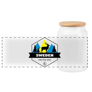 Schweden in die Wildnis - Panorama Keksdose mit Holzdeckel - Weiß - Vorne