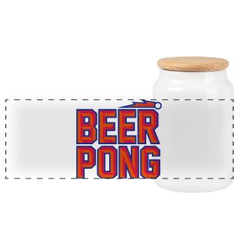 Beer Pong 3D - Panoramic Cookie Jar with Wooden Lid - white - Front