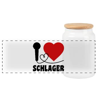 I Love Schlager - Panorama Keksdose mit Holzdeckel - Weiß - Vorne