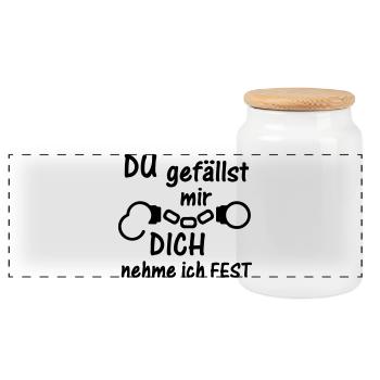 Festnahme Liebe Polizei Handschellen Geschenk - Panorama Keksdose mit Holzdeckel - Weiß - Vorne