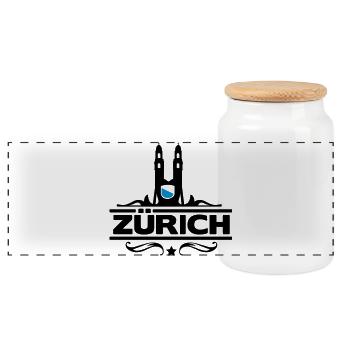 Zürich - Zürcher - Zurich - Panorama Keksdose mit Holzdeckel - Weiß - Vorne