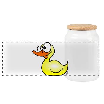 Canard - Boîte à biscuits avec couvercle en bois - blanc - Devant