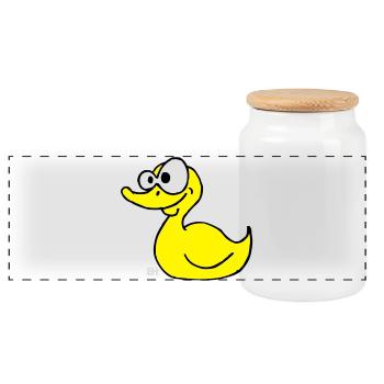 Canard en caoutchouc - Boîte à biscuits avec couvercle en bois - blanc - Devant