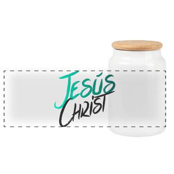 Jesucristo Jesus Christ - Panoramic Cookie Jar with Wooden Lid - white - Front