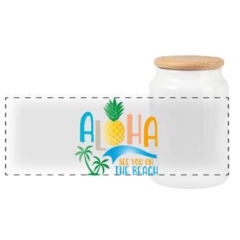 Beach - Panoramic Cookie Jar with Wooden Lid - white - Front