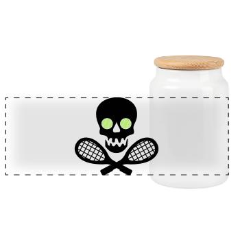tennis - Panoramic Cookie Jar with Wooden Lid - white - Front