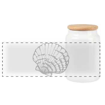 Mussel Shell Line Study - Panoramic Cookie Jar with Wooden Lid - white - Front