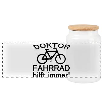 Doktor Fahrrad Radfahrer Spruch Geschenk Medizin - Panorama Keksdose mit Holzdeckel - Weiß - Vorne