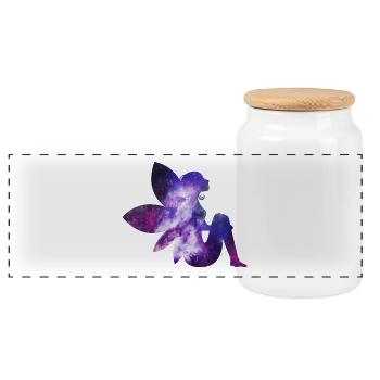 Fée Galaxy - Boîte à biscuits avec couvercle en bois - blanc - Devant