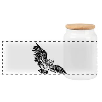 Hibou hibou hibou nocturne - Boîte à biscuits avec couvercle en bois - blanc - Devant