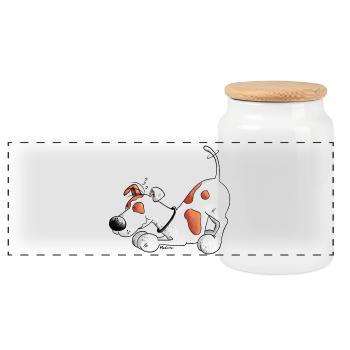 Jack Russell Terrier - Hund - Panorama Keksdose mit Holzdeckel - Weiß - Vorne