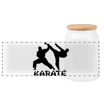 Karate - Panorama Keksdose mit Holzdeckel - Weiß - Vorne