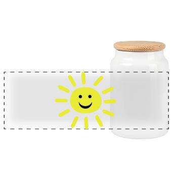 Smiley Summer Sun - Panorama Keksdose mit Holzdeckel - Weiß - Vorne