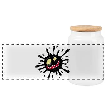 Inkblot monster - Panoramic Cookie Jar with Wooden Lid - white - Front