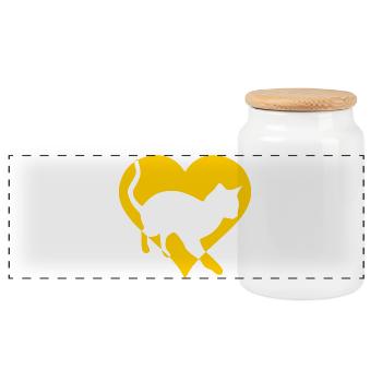 Chat chat minou cadeau coeur - Boîte à biscuits avec couvercle en bois - blanc - Devant