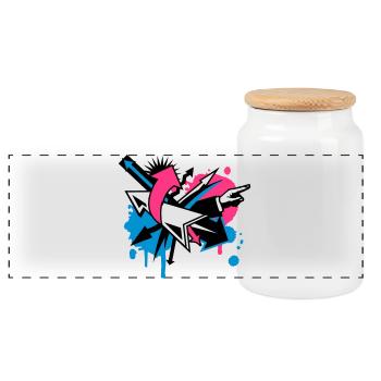 Arrows in different directions - Panoramic Cookie Jar with Wooden Lid - white - Front