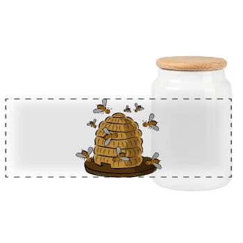 ruche - Boîte à biscuits avec couvercle en bois - blanc - Devant