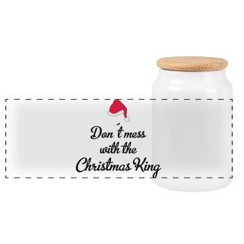 noël roi - Boîte à biscuits avec couvercle en bois - blanc - Devant