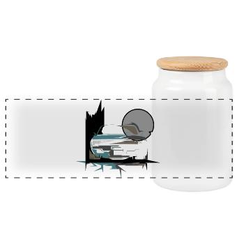 Urbanes Auto Illustration Street Art Design - Panorama Keksdose mit Holzdeckel - Weiß - Vorne