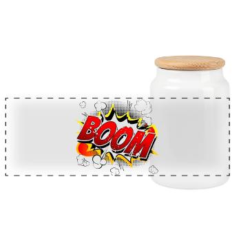 Boom Comic Grafik - Panorama Keksdose mit Holzdeckel - Weiß - Vorne