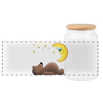 Doux ours - Boîte à biscuits avec couvercle en bois - blanc - Devant
