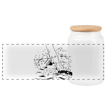Swimmer - Panoramic Cookie Jar with Wooden Lid - white - Front
