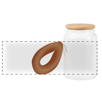 Ringwurst - Panorama Keksdose mit Holzdeckel - Weiß - Vorne