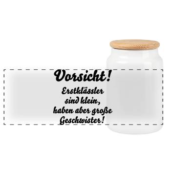 schulkind schule lustig - Panorama Keksdose mit Holzdeckel - Weiß - Vorne