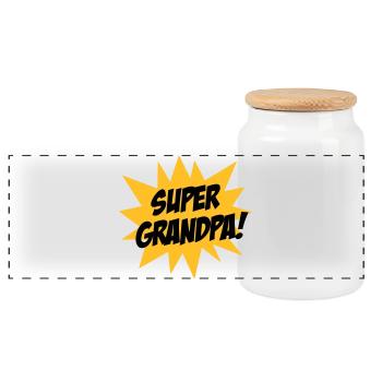 Super Grandpa ! - Panoramic Cookie Jar with Wooden Lid - white - Front