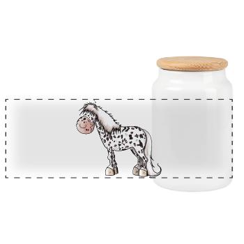 Robe tachetée du cheval - Boîte à biscuits avec couvercle en bois - blanc - Devant