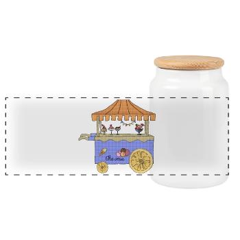 Eiscreme - Panorama Keksdose mit Holzdeckel - Weiß - Vorne