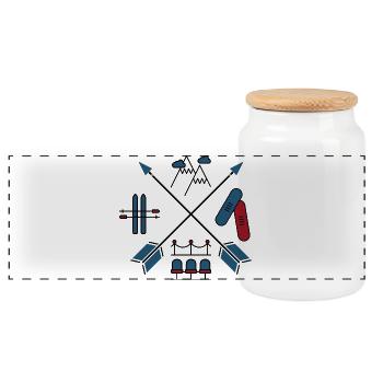 Sports d'hiver - Boîte à biscuits avec couvercle en bois - blanc - Devant
