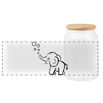 éléphant - Boîte à biscuits avec couvercle en bois - blanc - Devant