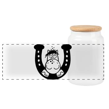 Cute Horse - Boîte à biscuits avec couvercle en bois - blanc - Devant