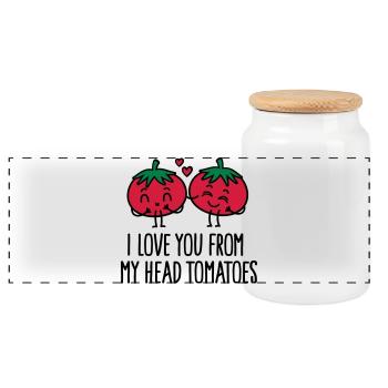 I love you from my head tomatoes - Boîte à biscuits avec couvercle en bois - blanc - Devant