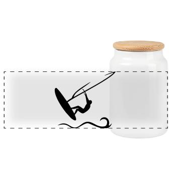 windsurfing - Panoramic Cookie Jar with Wooden Lid - white - Front