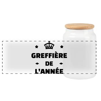 greffier / greffe / tribunal / justice / juge - Boîte à biscuits avec couvercle en bois - blanc - Devant